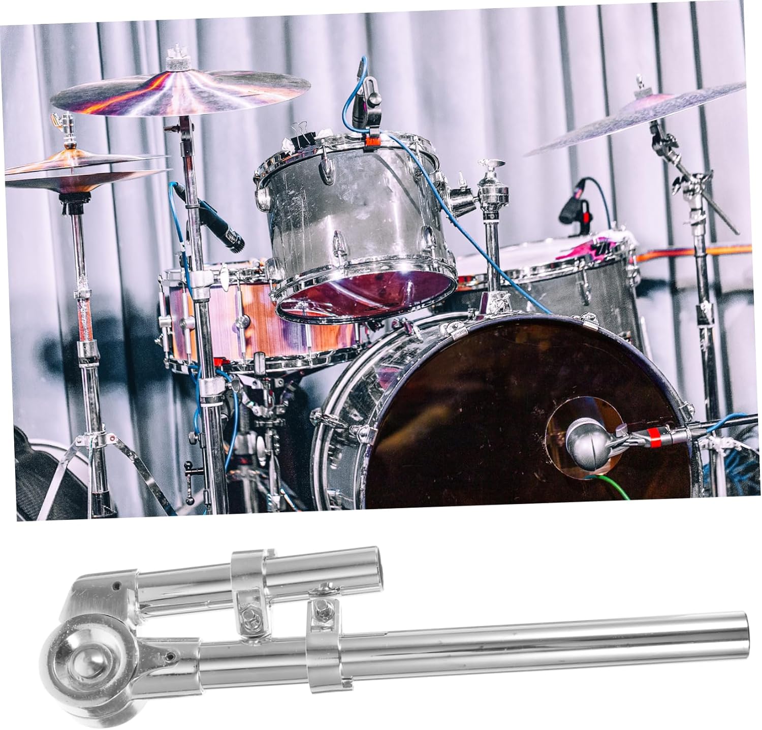 Holibanna Lightweight Drum Stand Bracket for Tom Drum Silver 1 Pair Sturdy Percussion Instrument Mount and Accessories