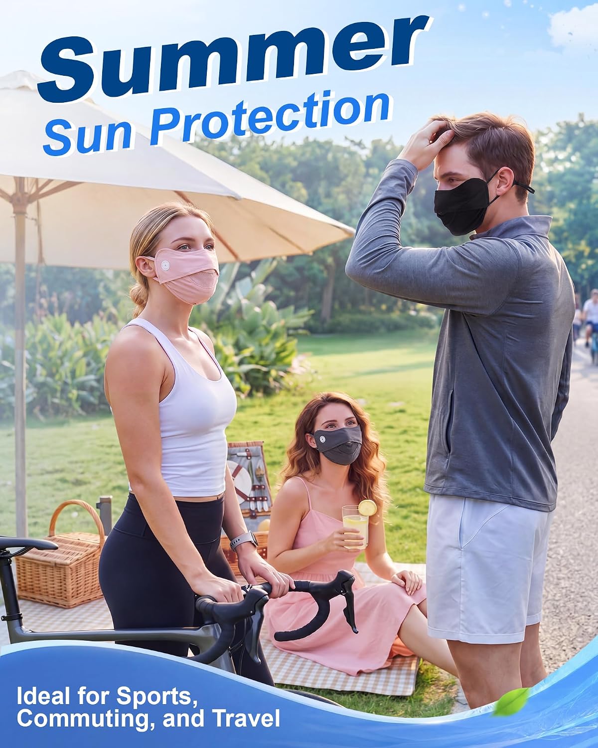 Shihanee 3 Pcs UV Face Mask Bulk Sun Protection Face Cover Ice Silk Cooling Breathable Sunscreen Mask UPF 50+ with Adjustable Ear Loops Washable Reusable for Summer Women Men Fishing Hiking Cycling