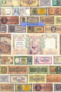 Notebook with Ancient Greece banknotes pattern on cover: College Ruled : 6" X 9" , perfect for Gift, Journaling and study in history subject