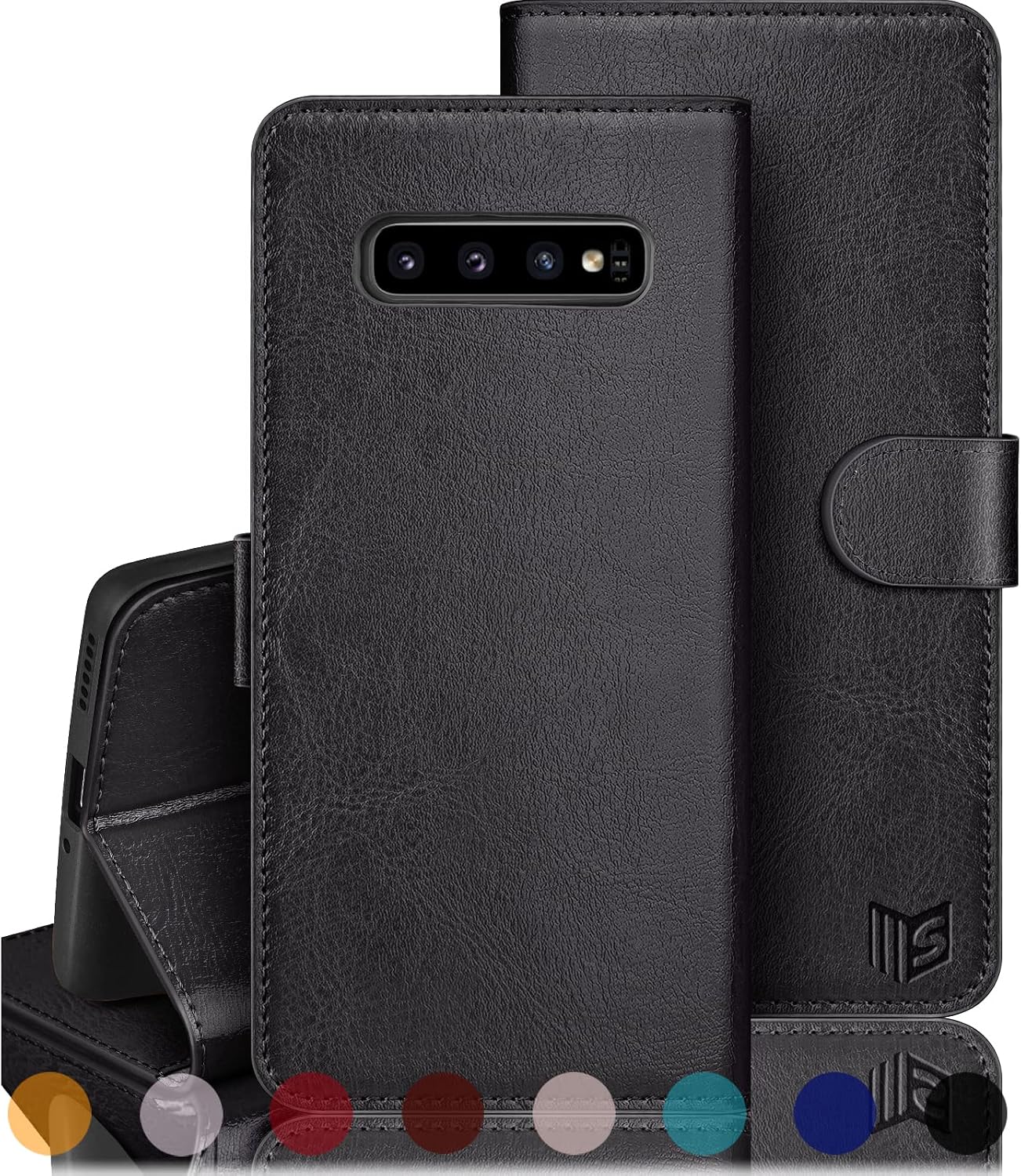 SUANPOT for Samsung Galaxy S10 6.1” with RFID Blocking Wallet case Credit Card Holder,PU Leather Flip Folio Book Phone case Cover Women Men for Samsung S10 case Wallet (Black)