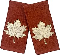 Vista 10 de Serafina Home Toallas decorativas para decoración de otoño: nueces bordadas sobre hojas de bellotas de otoño en naranja felpa, juego de 2 piezas, 11