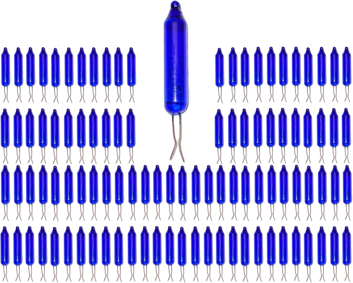 JL Missouri Parts & Misc. 100x Blue Bare Mini Bulbs 2.5 V Volt 0.425 W Watt Christmas Tree Lights Replacement. Holiday Light Decoration