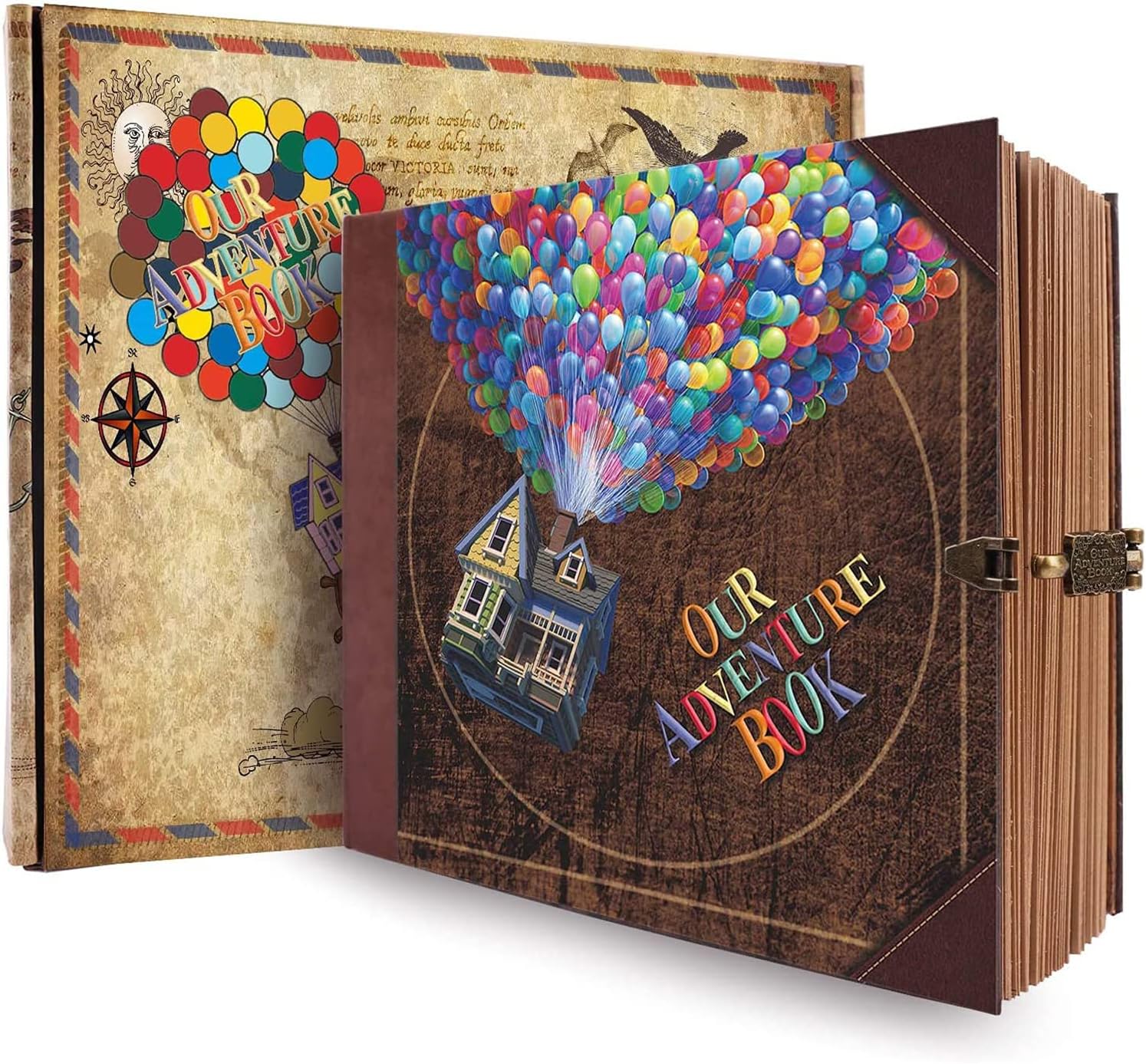 Our Adventure Book 146 Pages 8.9 * 7.7 Inch Scrapbook Photo Album,Retro Style Embossed Letter Cover Travel Diary Journal Scrap Book For Couples,Memory Book For Anniversary Wedding