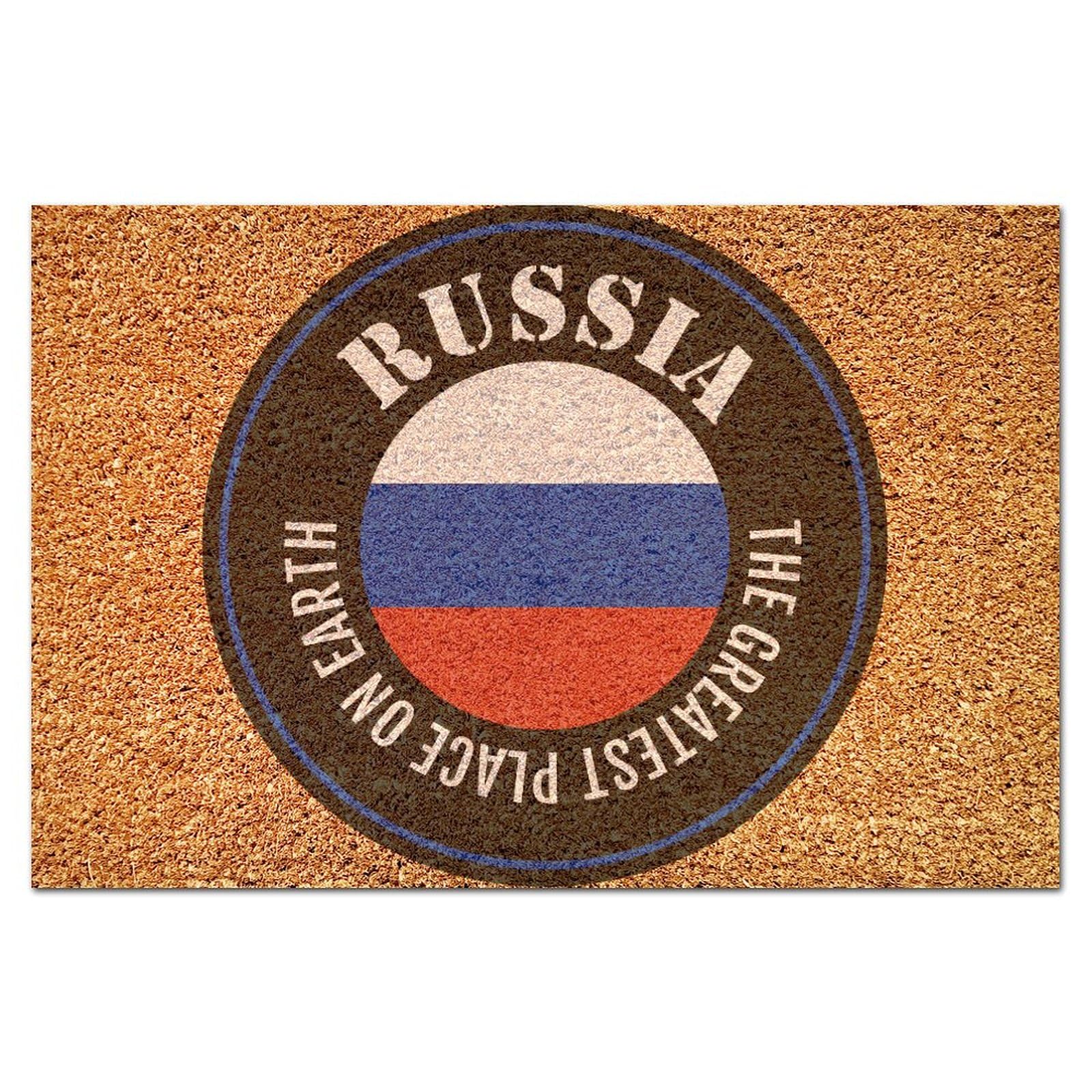 Paillasson porte entrée drapeau Russie en coco 40x61 tapis extérieur décoratif