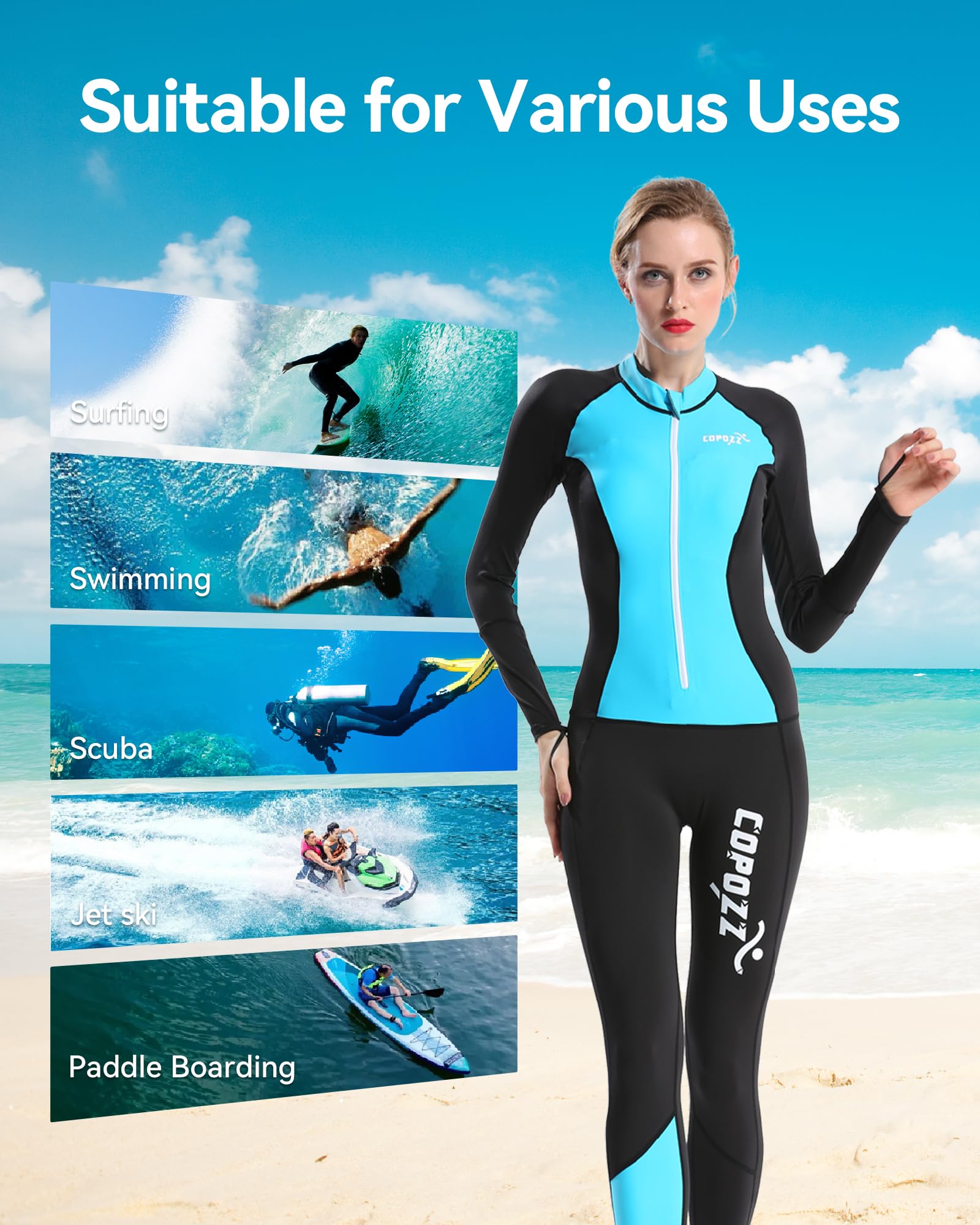 Amazon.com: COPOZZ Womens Wetsuit Full Body Swimsuit for Women
