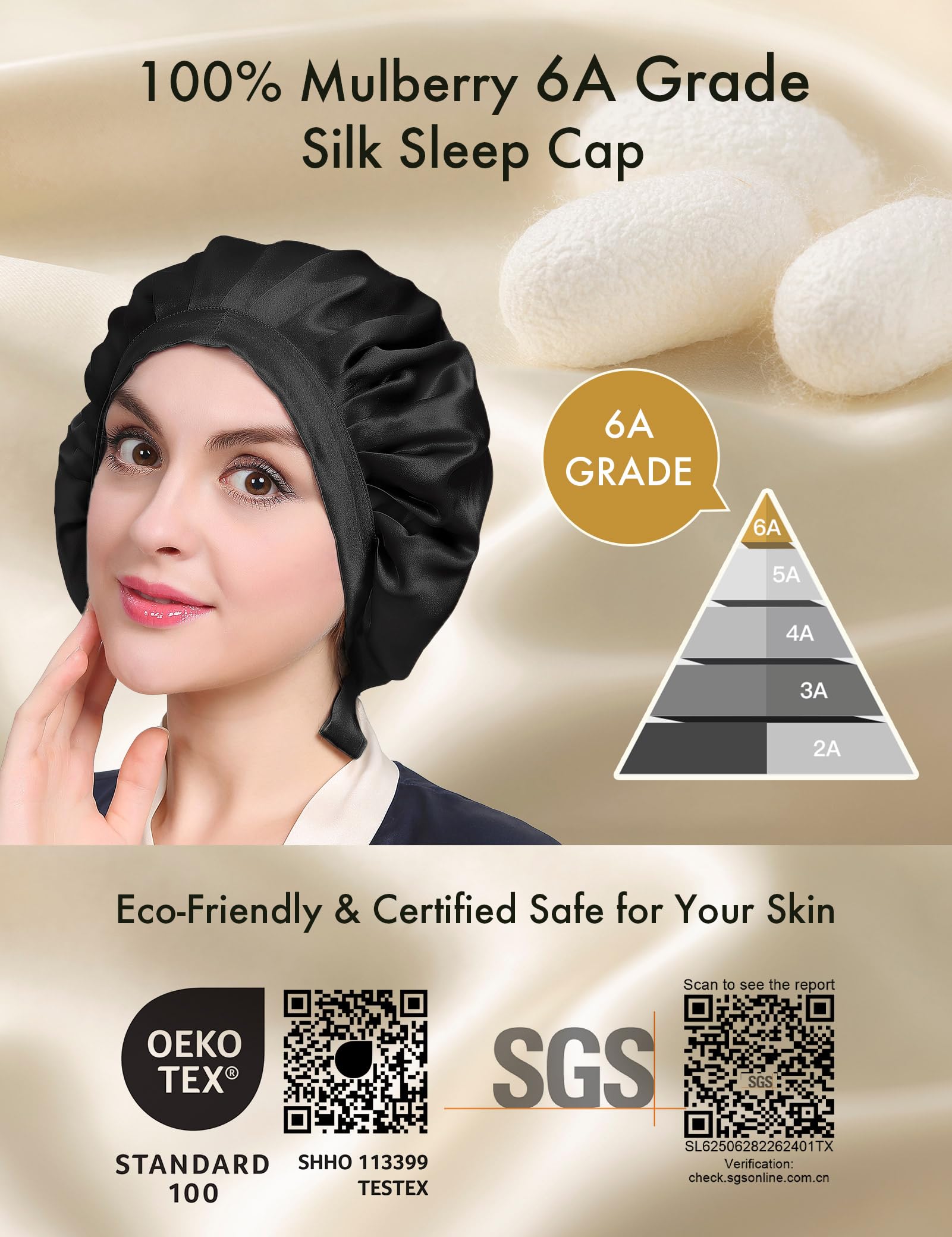 Amazon.com : LILYSILK 100% Mulberry Silk Bonnet, 19 Momme 