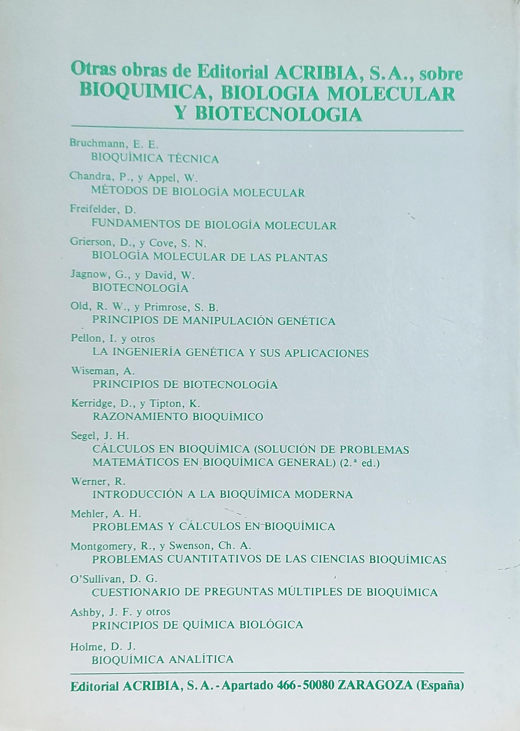 Biología molecular y biotecnología (SIN COLECCION)