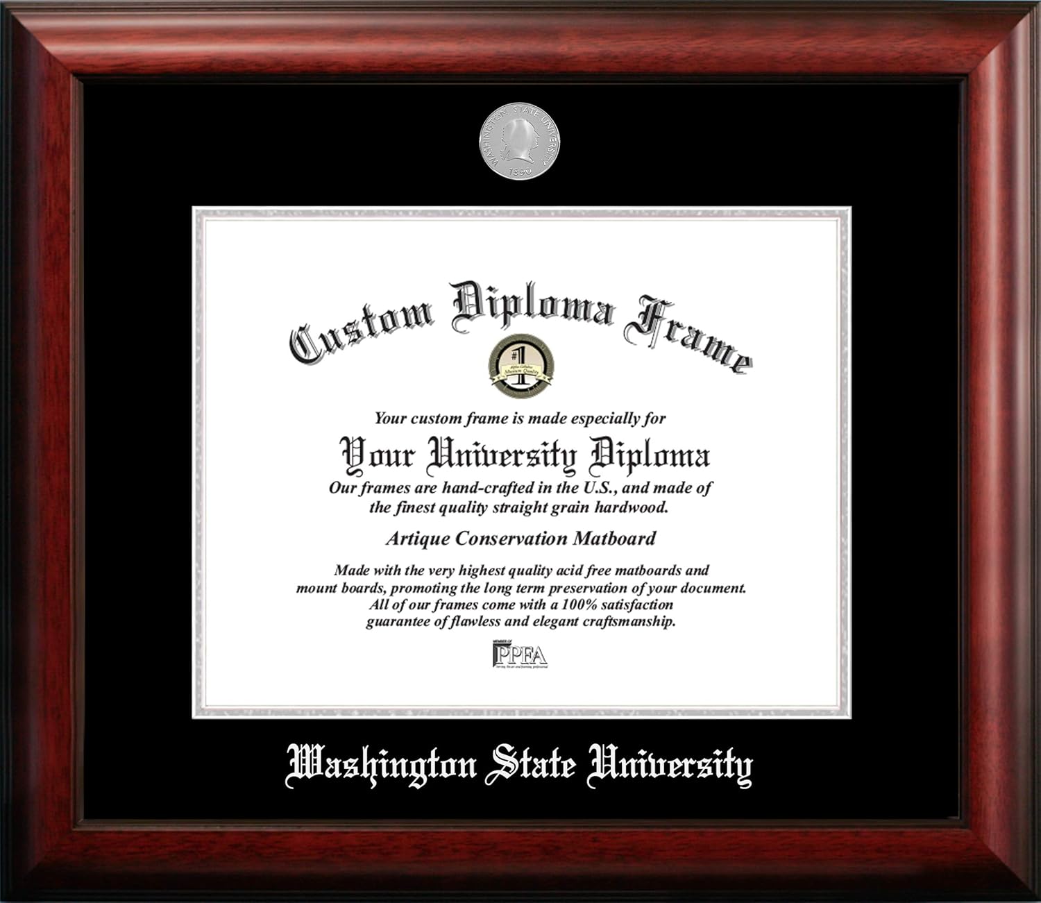 Campus Images NCAA Washington State Cougars Unisex Silver Embossed Diploma Frame Washington State University 14W x 11H Silver Embossed Diploma Frame, Brown, One Size