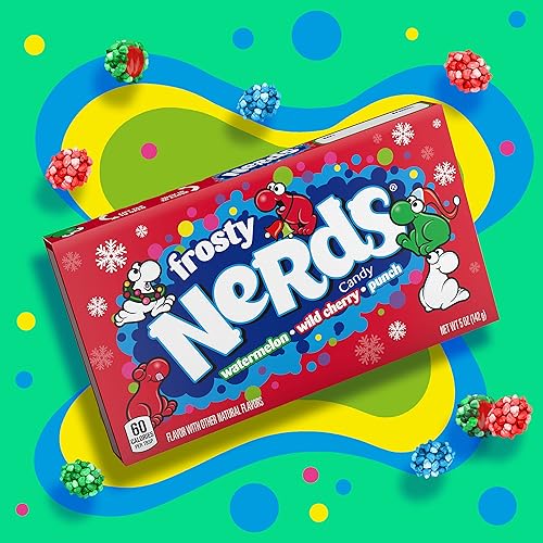 Miniatura 7 de Nerds Caja de teatro Frosty, sandía, cereza y ponche, 5 onzas (paquete de 12), perfecta para rellenar calcetines, regalos navideños y decoración