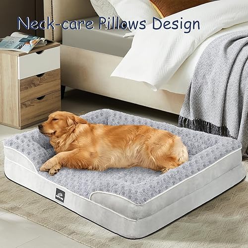 Miniatura 7 de Cama ortopédica para perros de tamaño grande y mediano, cama grande de espuma viscoelástica lavable, sofá mediano duradero para mascotas con funda