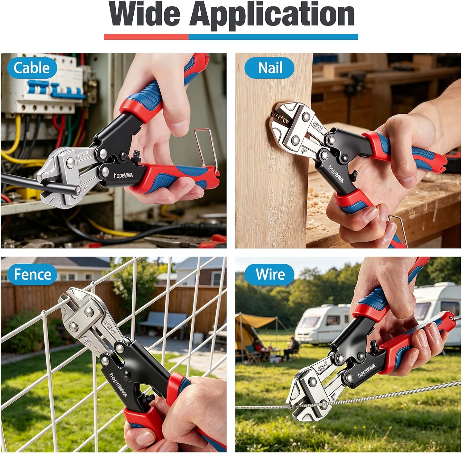 8-Inch Mini Bolt Cutters, Wire Cutters & Small Cable Snips for Steel, Metal Rods, Fence, Jewelry & Crafting, Wire Snips Pliers with Non-Slip Grip