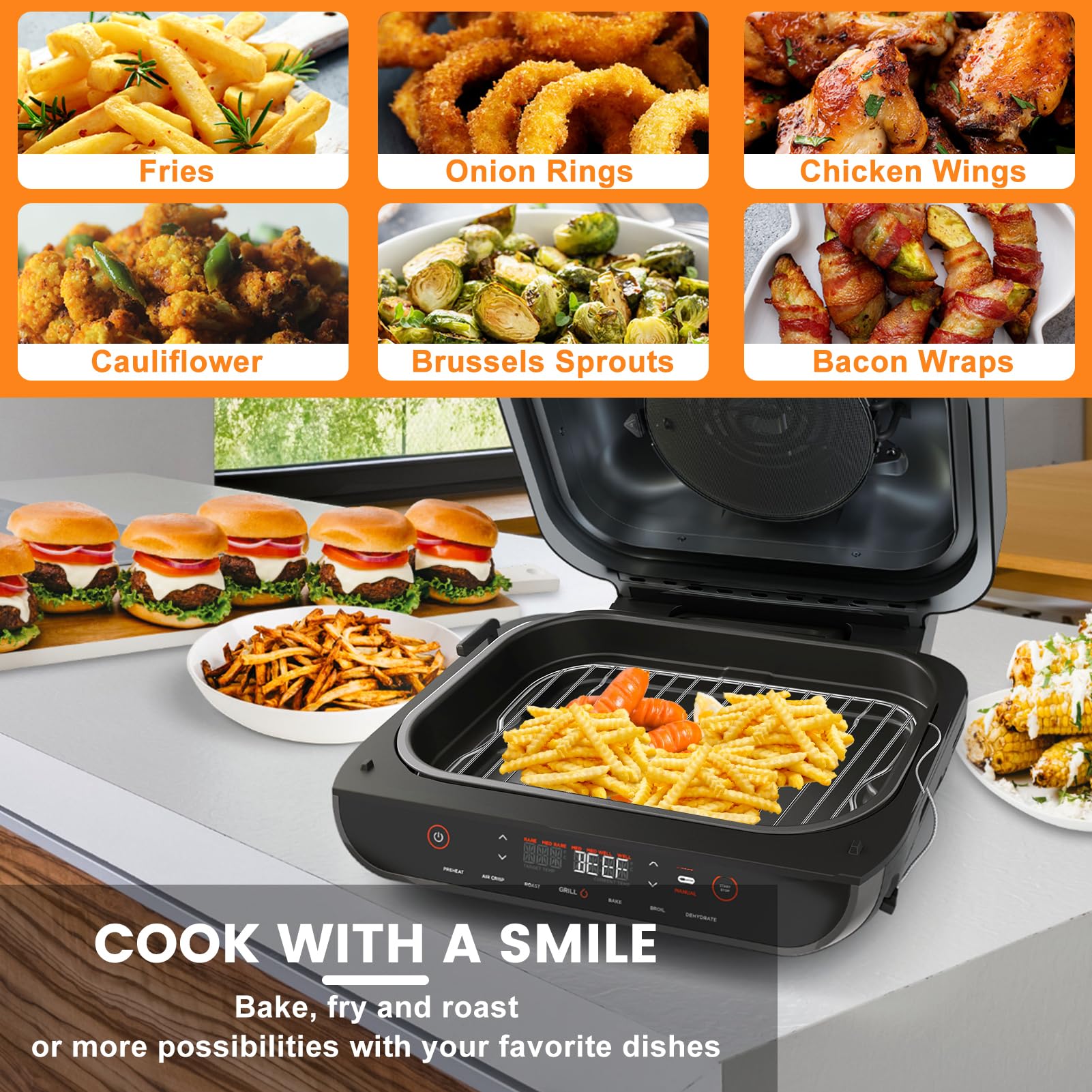 3-Piece Ninja Foodi Grill Accessory Set - Non-Stick Cooking Pot, Crisper Basket & Grill Rack For FG551, DG551, DG651 Models