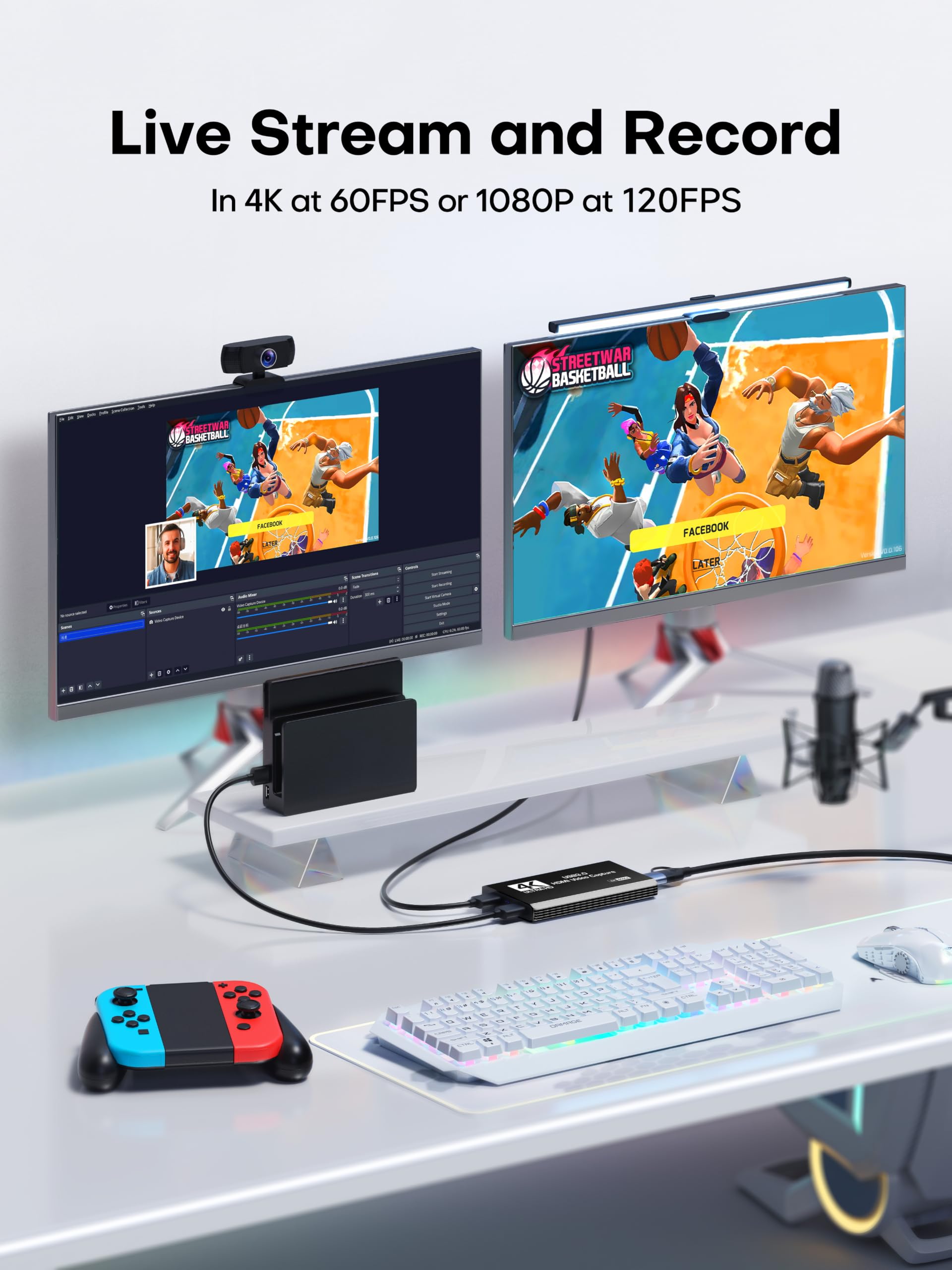 XIIXMASK Carte de Capture HDMI USB 3.0, Capture 4K60FPS avec Pass-Through