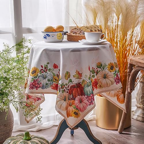 ARTABLE Mantel estampado de otoño con estampado de otoño y hojas de arce y calabaza, Acción de Gracias, para uso formal, hogar, jardín, interior y