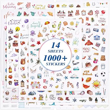 BESARME 1000+ Planner Stickers, Glittery Film