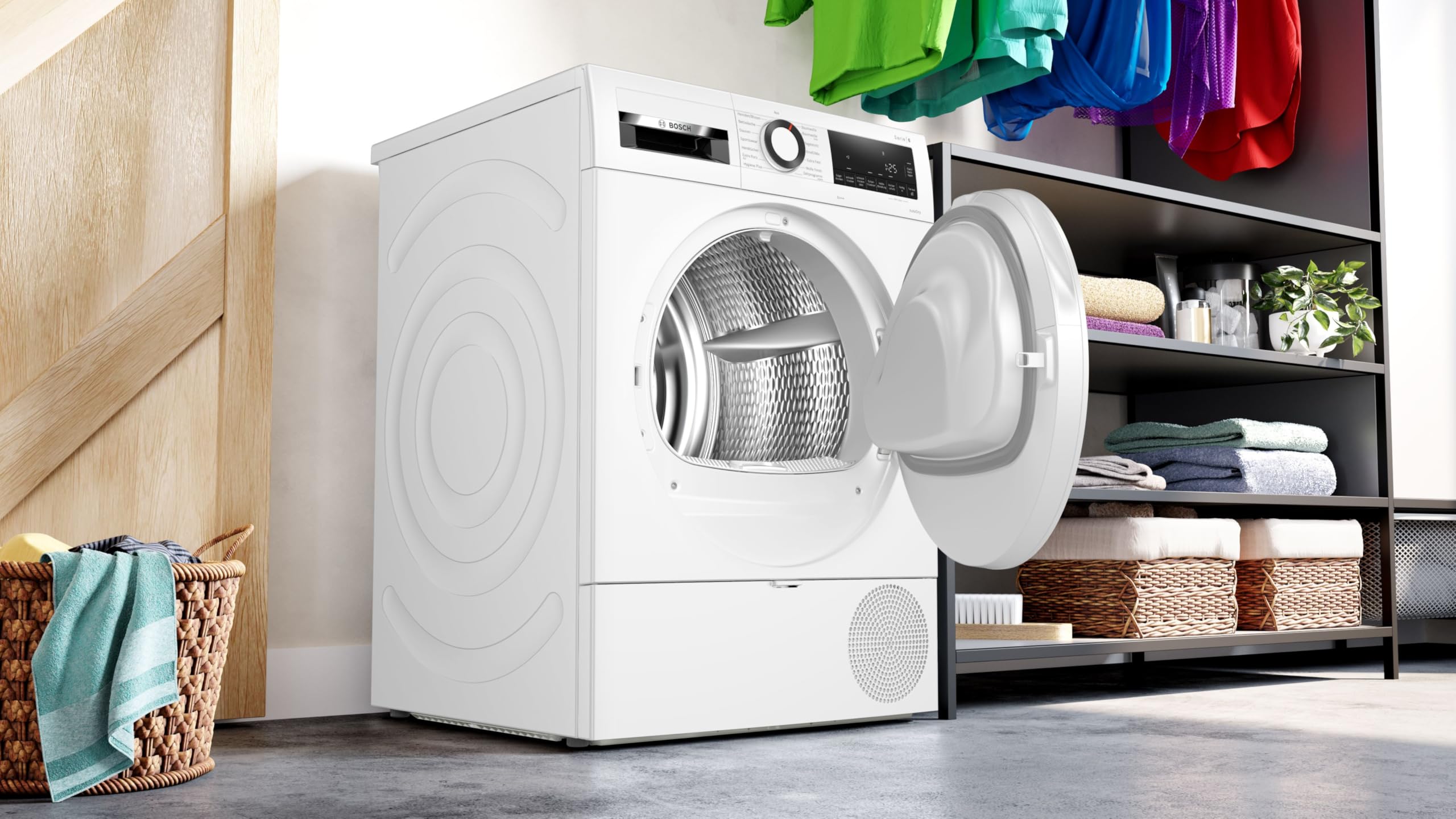 Bosch Wärmepumpentrockner für 8 kg Wäsche, Serie 6, A+++, 176 kWh/Jahr, Auto Dry, Anti Vibration-Design, Sensitive Drying-System, Umweltfreundliches Kühlmittel, Weiß, WQG233D20