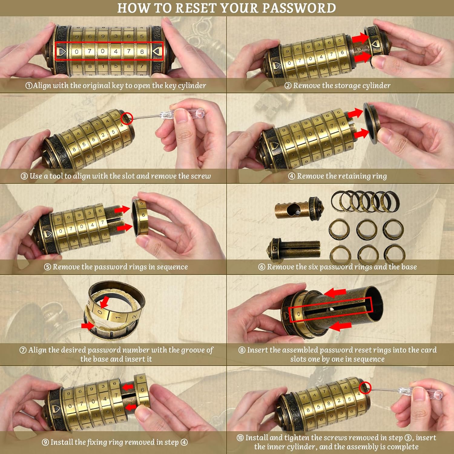 wellsee Da Vinci Code Numeric Mini Cryptex Brainteaser Puzzle Box,Metal Password Lock Cash Box with Hidden Compartment for Money,Challenge Game for Ages 12+ and Up,Unique Xmas Gifts for Her&Him,Purple