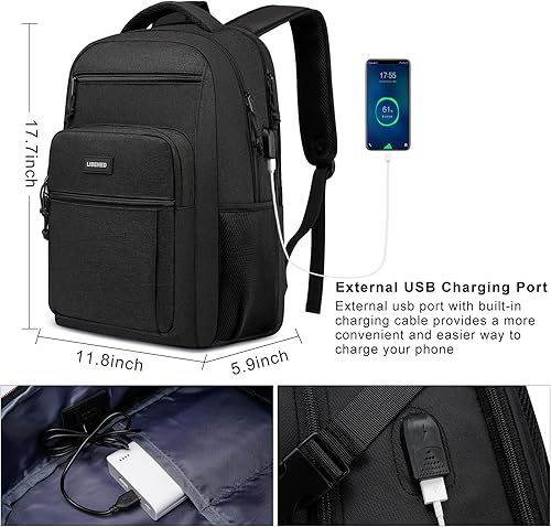 Miniatura 4 de Mochila para hombre, mochila para laptop para viajes, Negro -, Mochila escolar Mochila escolar