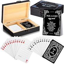 AceOrbit 57 Pack Wedding Guest Book Playing Cards Set with Wooden Box Black Wedding Signing Guestbook Alternative Personalized Blank Deck of Cards for Guest Reception Modern Vegas Bridal Shower Games