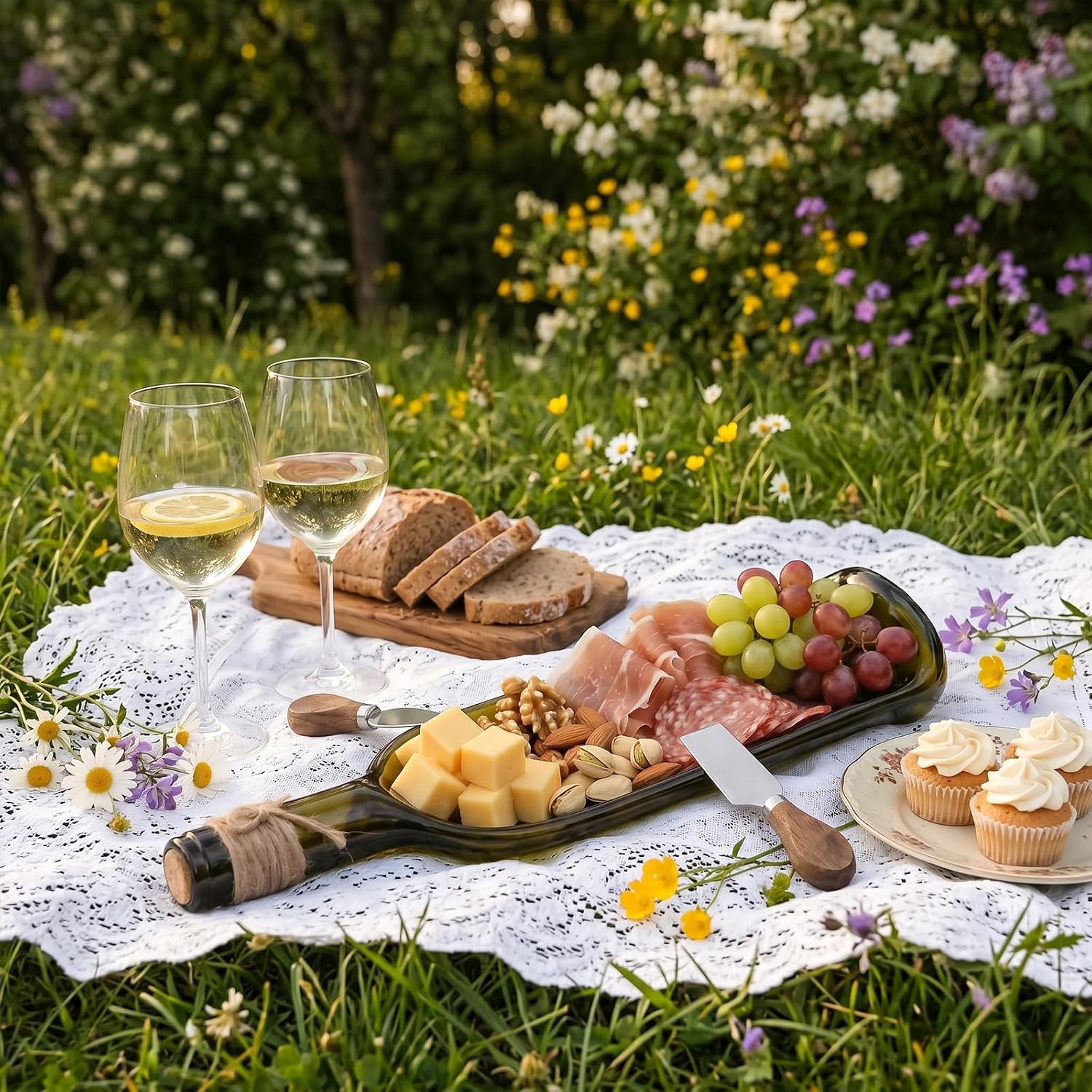 Melted Wine Bottle Serving Charcuterie Boards Small Cheese and Cracker Tray for Dinner Party Serving Trays for Home Decor
