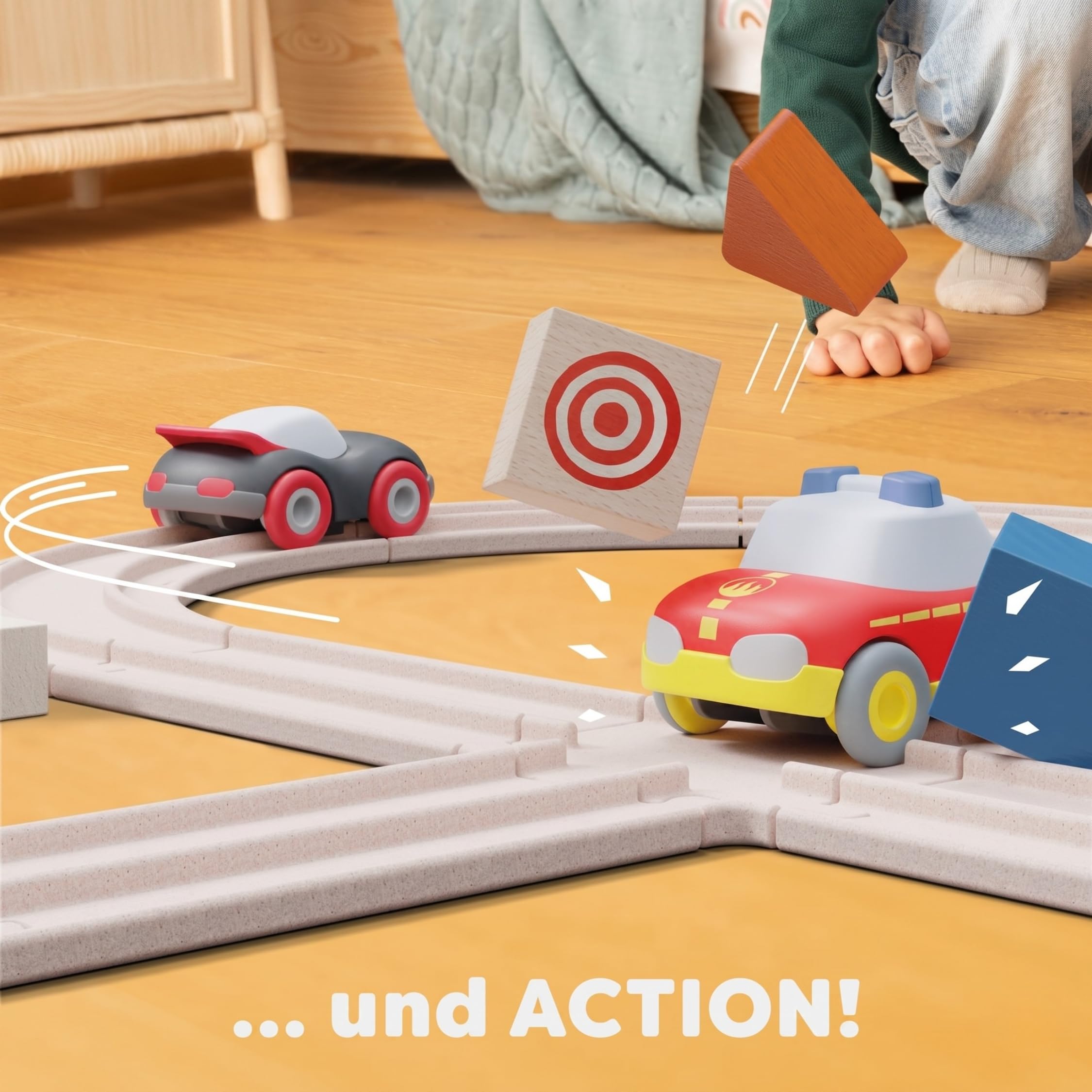 HABA Cars Meine erste Rennbahn – 27-teilige Holzbahn mit Holz-Schienen & 2 Flitzern – Nachhaltiges Öko-Spielzeug ab 2 Jahren – Geschenk zum 2. 3. & 4. Geburtstag & Weihnachten