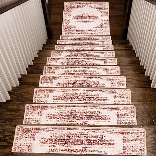 Alfombras tejidas suaves, alfombras para peldaños 13+1, alfombras para rellanos, diseño moderno impreso, alfombra suave para peldaños de madera de