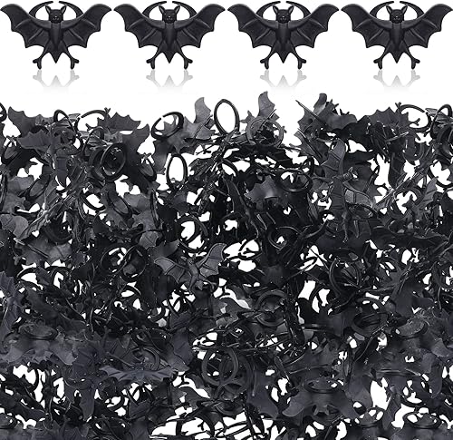 Miniatura 8 de Zubebe 200 Pieces Halloween Plastic Bat Ring Plastic Spider Bat Fake Toy Rings for Halloween Decoration Party Favors Gifts Cupcake Toppers