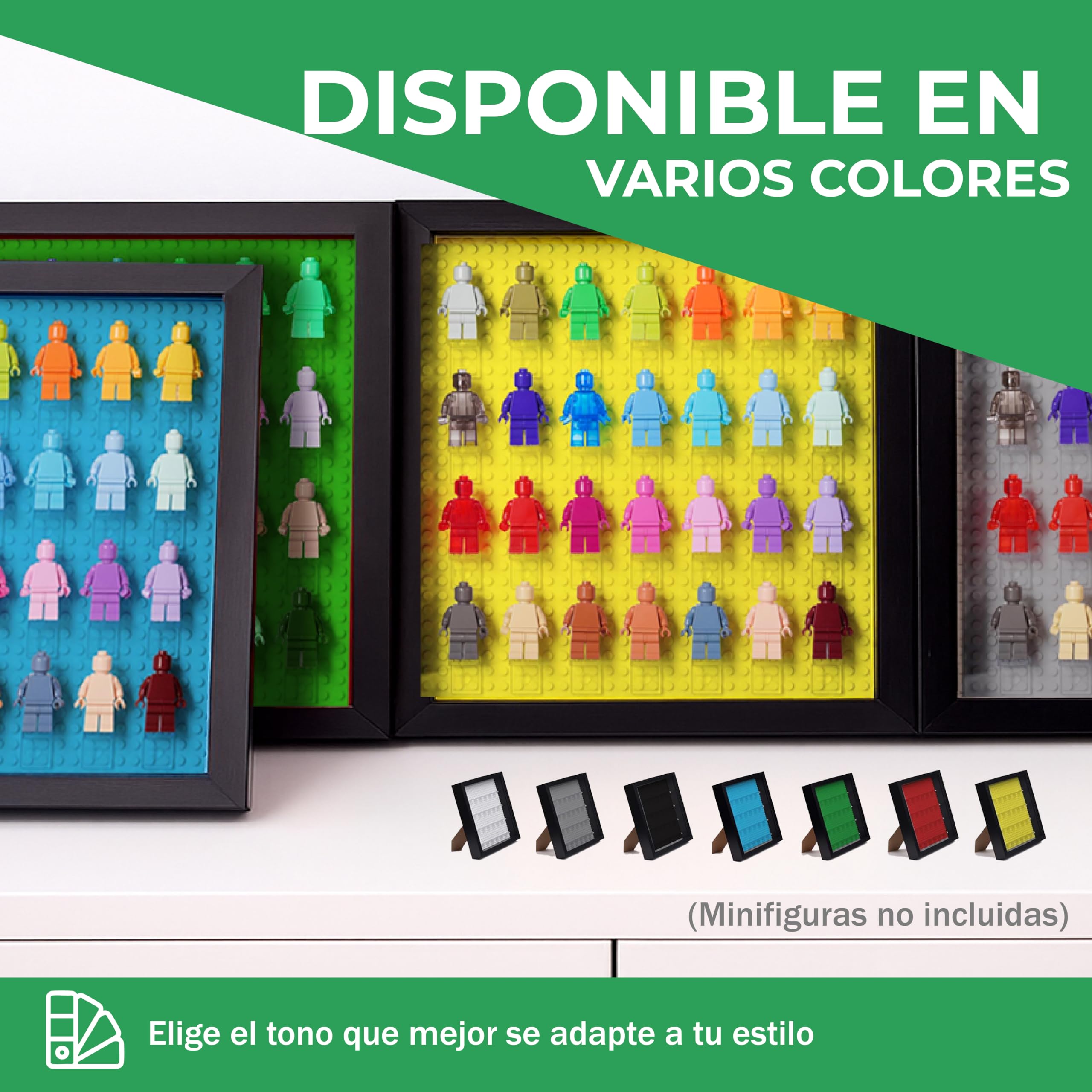 Tapeera Vitrina de Madera Negra para Minifiguras – Caja Sombra 11x11 Pulgadas – para Pared y Mesa con Protección contra el Polvo – hasta 28 Figuras (Blanco, Profundidad 4 cm)