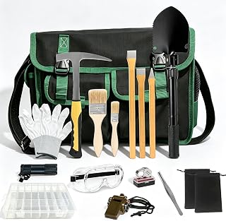 18 PCS Geology Rock Pick Hammer Kit for Rock Hounding,Gold Mining