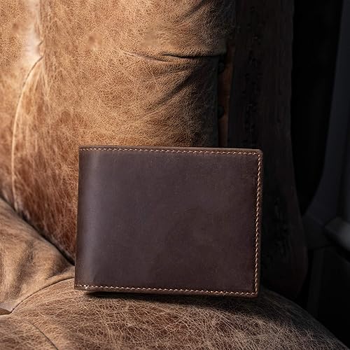 Miniatura 3 de Polare - Cartera plegable de piel de vaca con bloqueo RFID para hombres con 2 ventanas de identificación