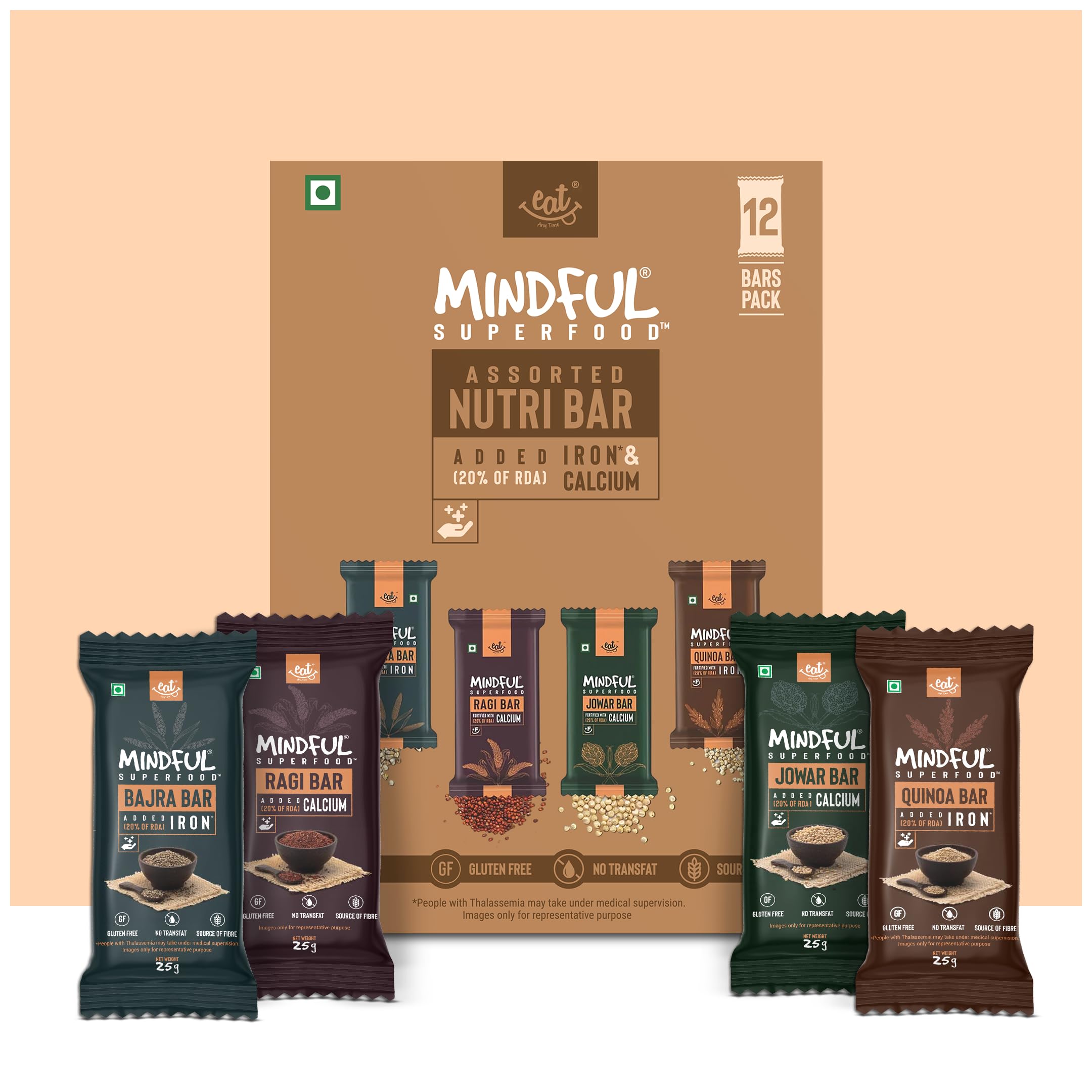 Millet energy bars variety pack, 300g (12 bars)