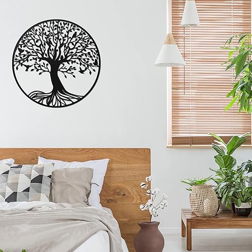 Miniatura 2 de Arte de pared de metal árbol de la vida de 11.8 pulgadas para colgar en la pared, árbol genealógico, esculturas colgantes de jardín para dormitorio,
