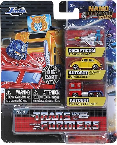 Miniatura 5 de Jada Transformers G1 Nano - Paquete de 3 autos fundidos a presión de 1.65 pulgadas, juguetes para niños y adultos
