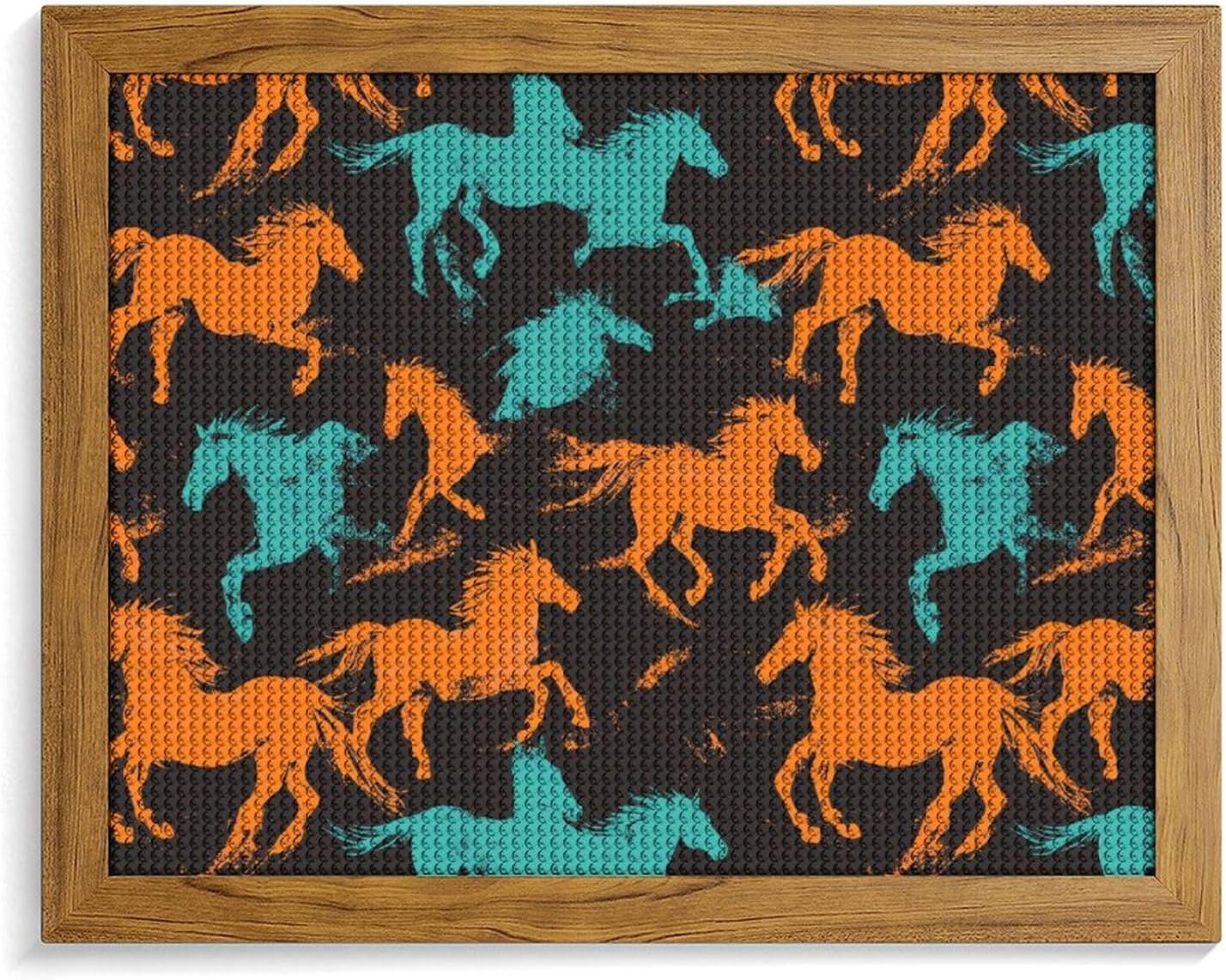 Camouflage Horse Racing Abstract Printed Diamond 5D Painting Kit 16x20in DIY Full Drill Craft with Tools for Home Wall Decor Gift Yellow Wood 50 * 40cm