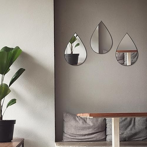 Miniatura 7 de DECANIT Espejos negros para decoración de pared, espejos de lágrima para decoración de sala de estar y decoración del hogar, paquete de 3