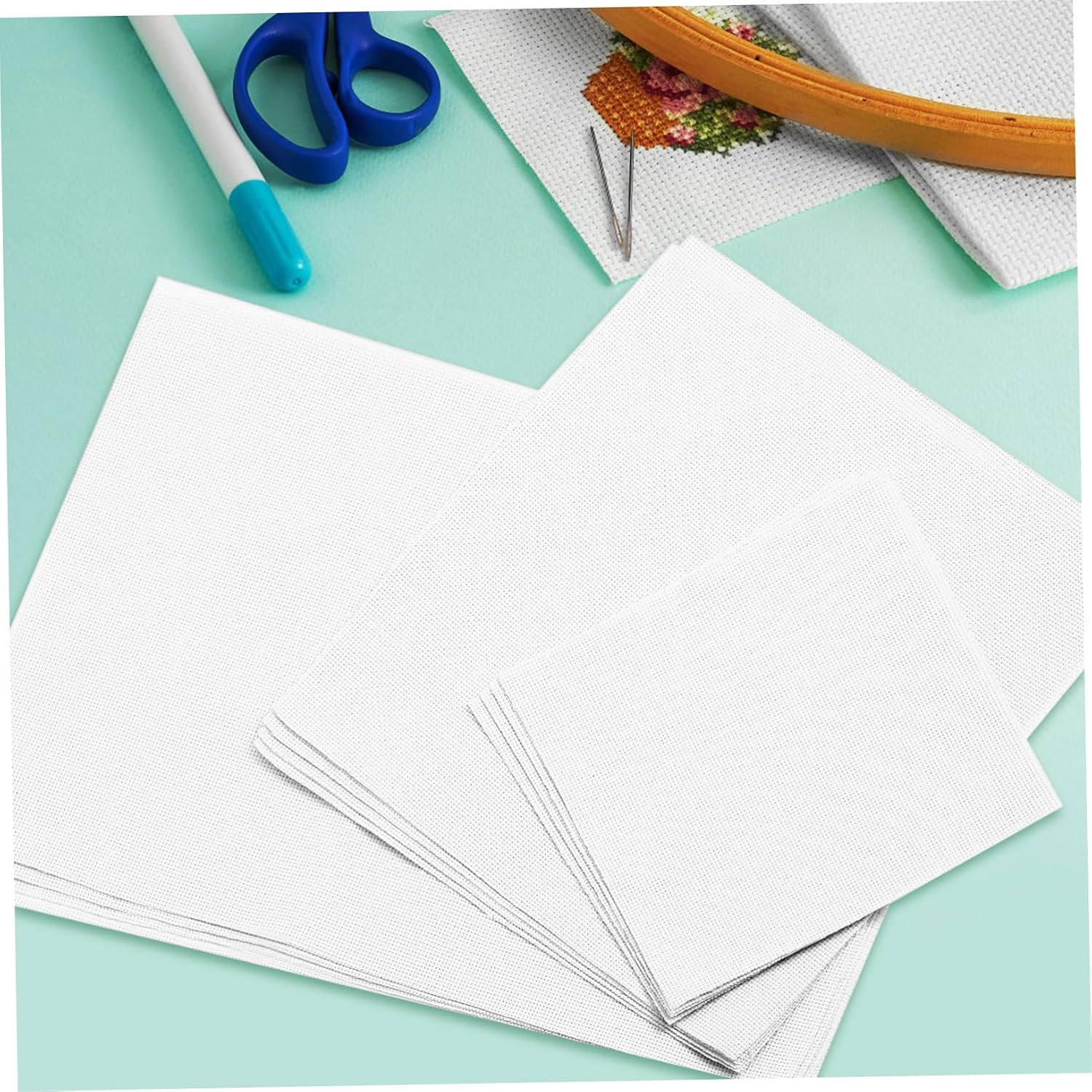 12 Pcs Cross Stitch Fabric Embroidery Cloth Polyester Cotton Blend with User-Friendly Design Various for DIY Home Decoration and Needlework Projects