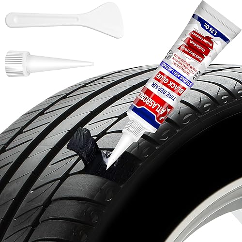 Tire Repair Glue, Professional Black Rubber Cement for Car, Motorcycle, Bike, Rc and More, Suitable for All Tire Types, Seamless Strong Bonding, Heavy Duty, Flexible, Waterproof, Weather Resistance