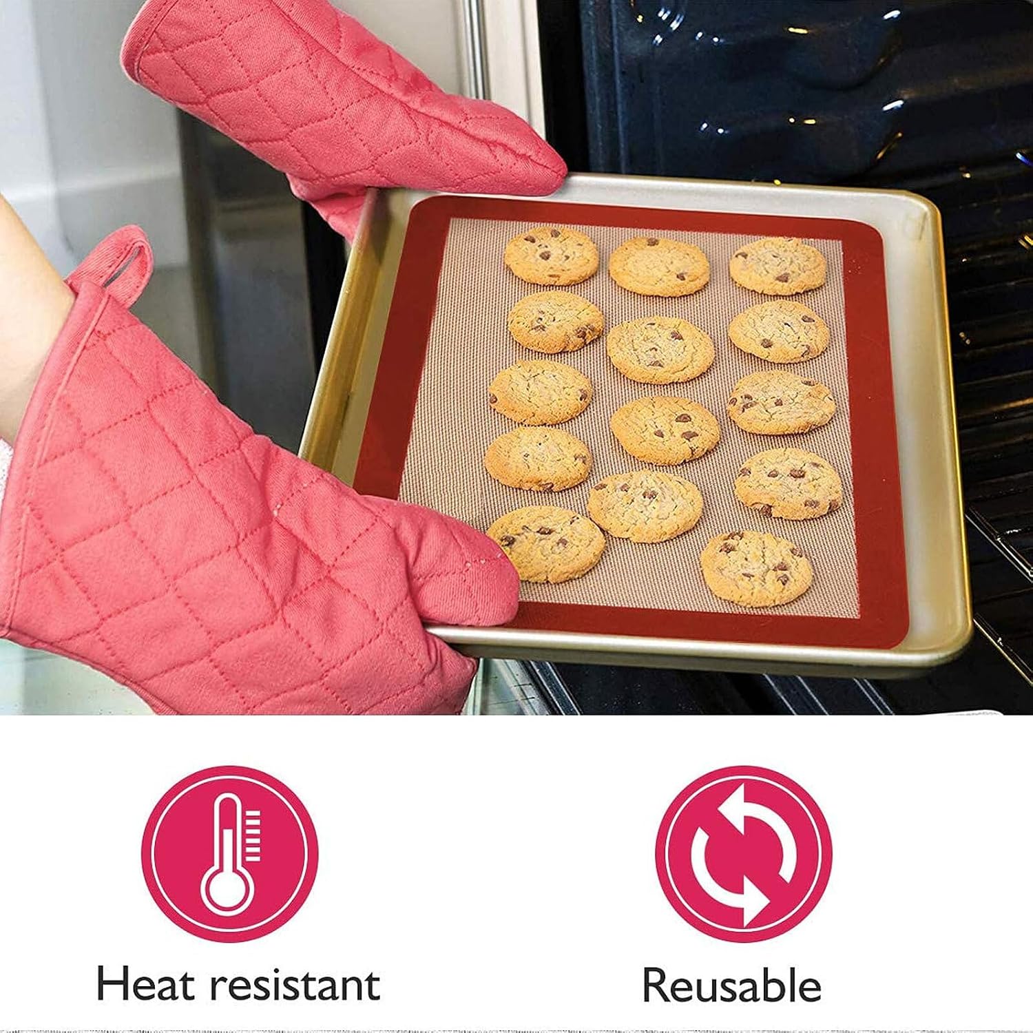 2pcs Silicone Baking Mats 40x30cm Non-stick Oven Liner Heat Resistant Fiberglass Pastry Bread Cookie Baking Tool for Home Kitchen