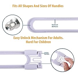CUTESAFETY - Sliding Cabinet Locks Baby Proofing - Adjustable Child Safety Latches for Knobs & Handles - 2 Pack - No Adhesive Drilling or Tools - Gray