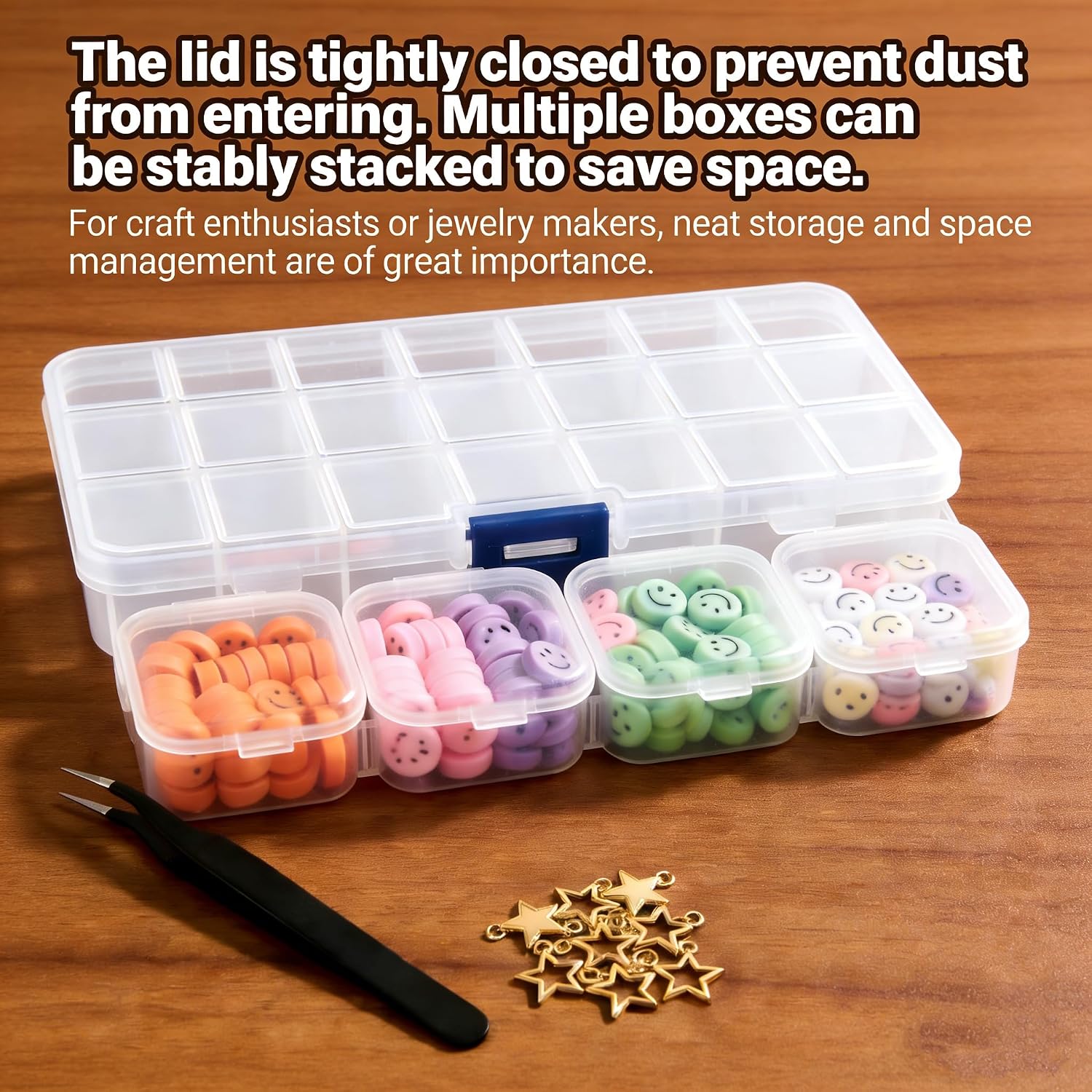 Clear Plastic Storage Container with Hinged Lid, Mini Rectangle Organizer Box for Beads and Diamond Crafts (56 Grids)