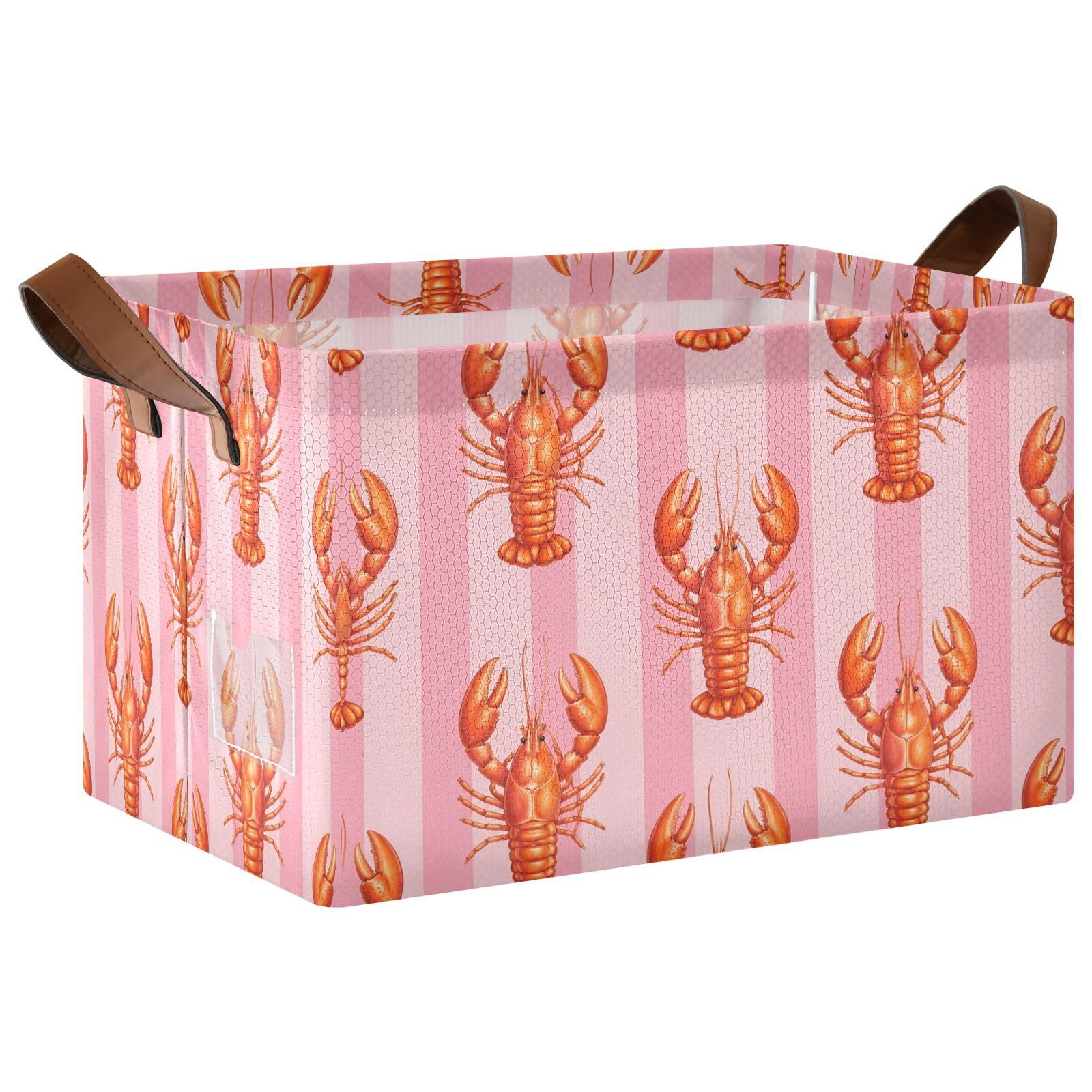 Ewusp Lobster Storage Basket with Handles Waterproof Collapsible Storage Bin Closet Organiser Dog Toy Basket for Bedroom Nursery Office Home Organizing