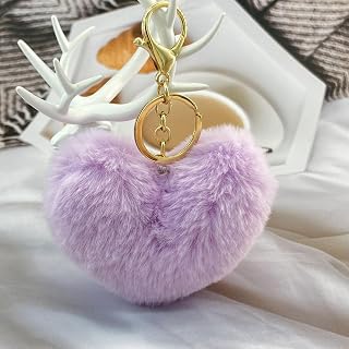 Soft Plush Heart Keychain for Women Cute Love Charm Key Chains for Women Keychain for Backpacks Jeans Purse