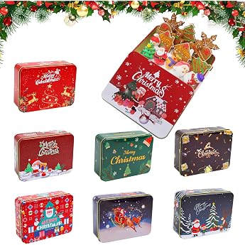 Set of 8 Christmas biscuit tins gift box gift box
