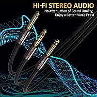 Vista 4 de Cable de audio estéreo TRS de 1/4 de pulgada a doble 1/4 de pulgada con inserción en Y de 4 pies (paquete de 2), macho de 0.250 in a 2 cables macho