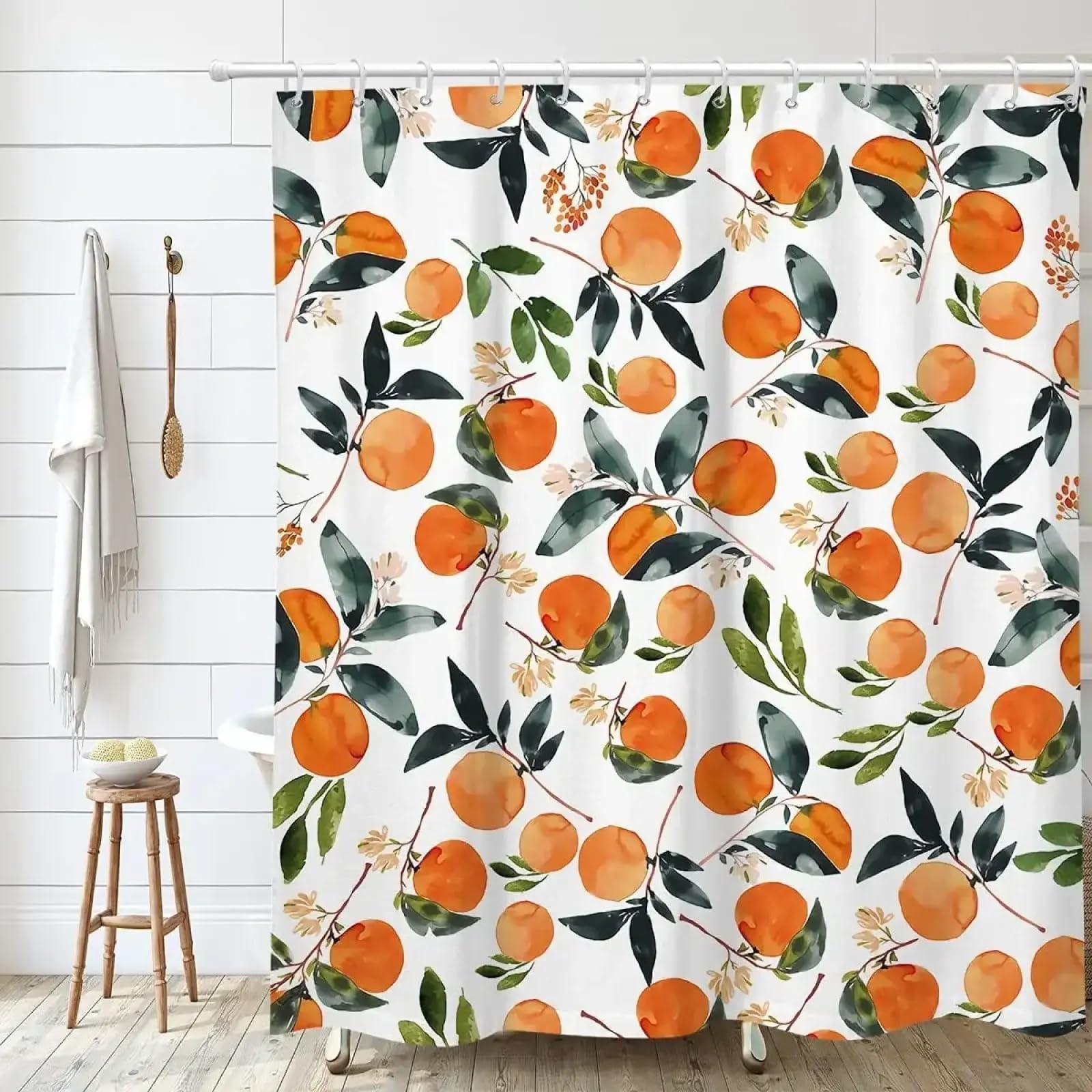 Rideau de douche rond doux motif fruits mignon pour une douche sensorielle