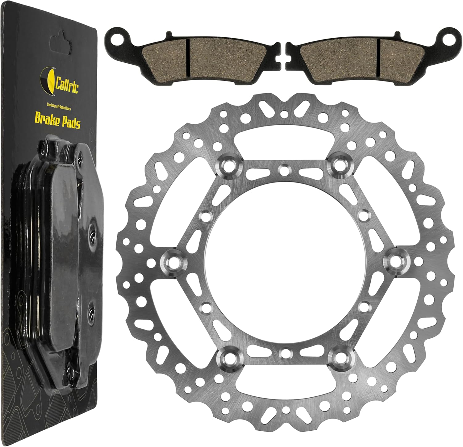 Caltric Front Brake Disc with Pads Compatible with Yamaha YZ125 YZ250 YZ250F 2008-2026 / YZ250X 2016 / YZ250FX 2015-2016 / YZ450F 2008-2015 / 5XC-W0045-00-00