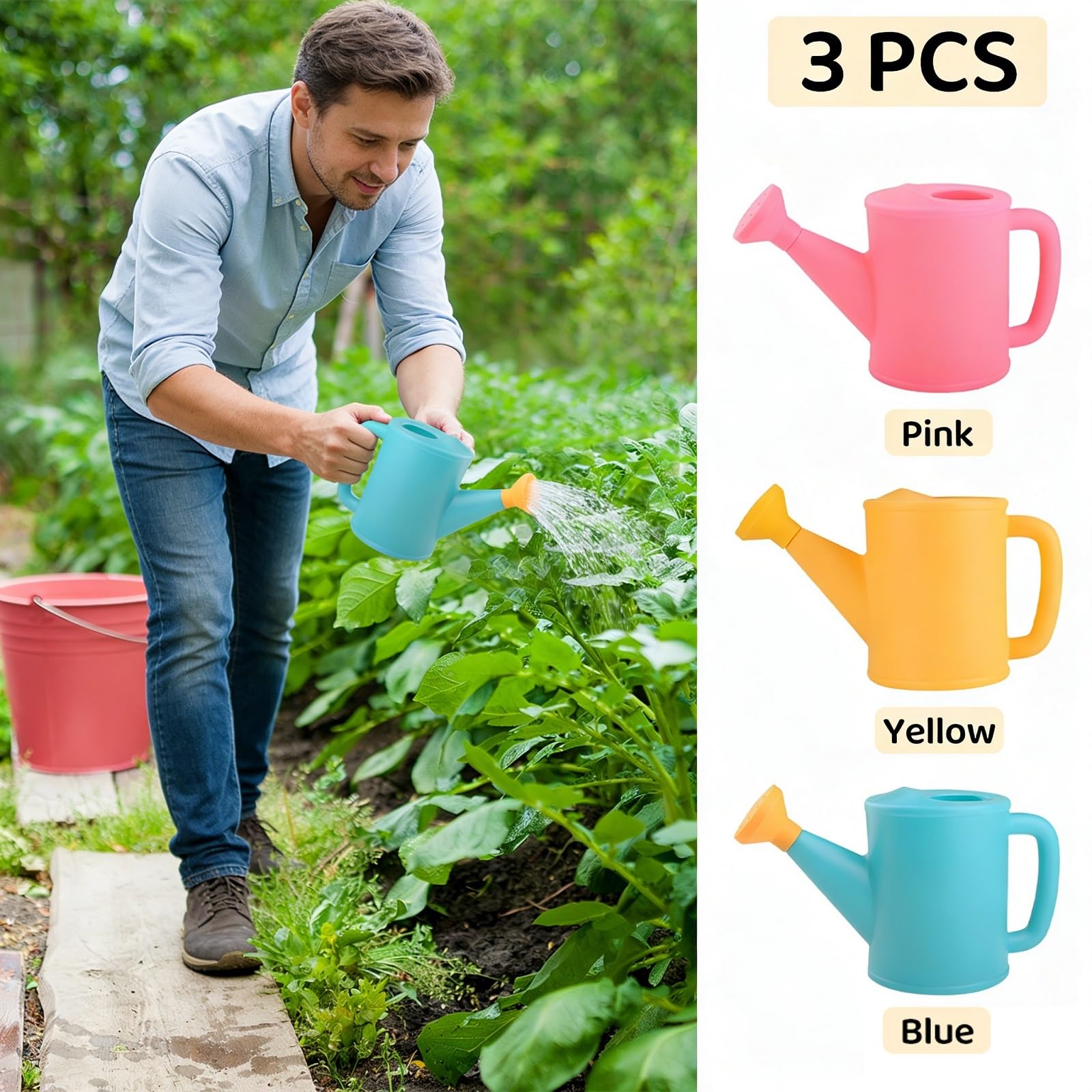 Konewka do roślin domowych, 3 szt. małych uroczych plastikowych konewek ogrodniczych dla dzieci do roślin domowych, ogrodu, kwiatów, roślin na zewnątrz, 800 ml