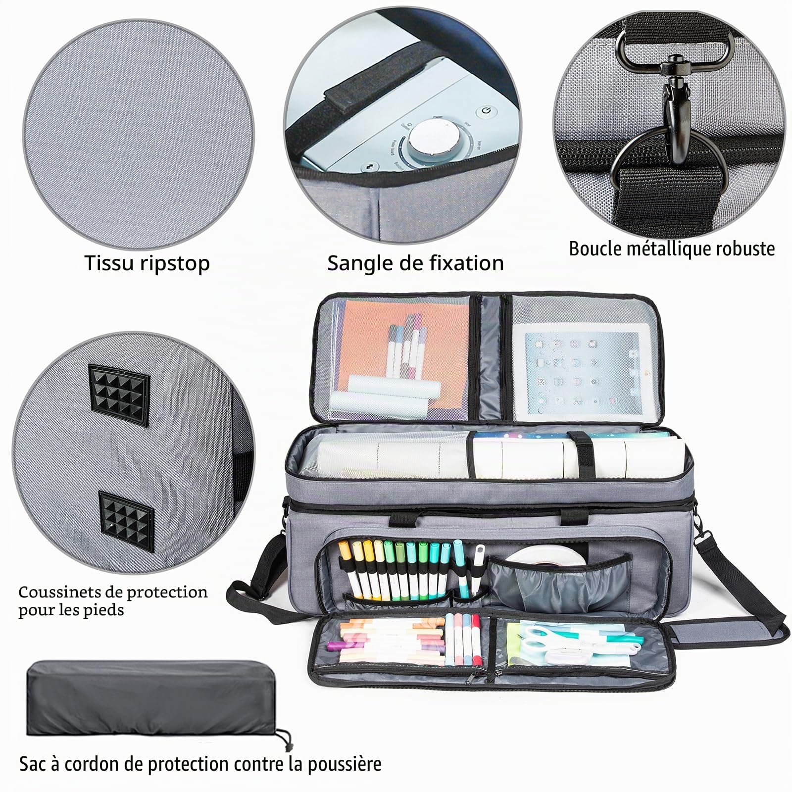 AMOIGEE Housse Anti-poussière pour Cricut Explore Air 2, Cricut Maker, Cricut Explore 3, Cricut Maker, Cricut Maker, Housse avec Poches pour Accessoires et Fournitures Cricut