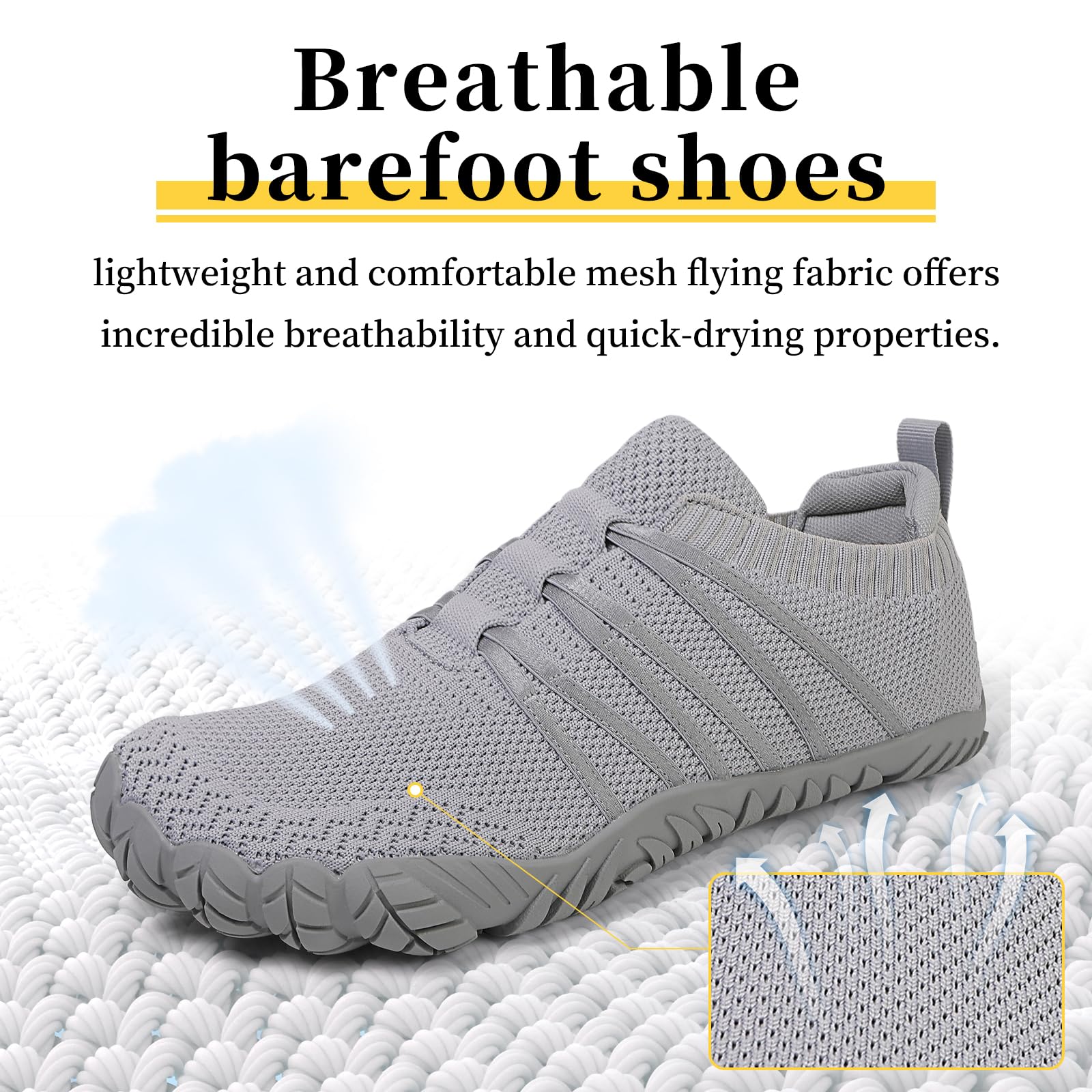 Barfußschuhe Damen Herren Breite Barfuss Schuhe Laufschuhe Zero-Drop Sohlen Zehenschuhe Traillaufschuhe Leichte Atmungsaktiv Fitnessschuhe Komfort rutschfest Straßenlaufschuhe Unisex 36-46EU