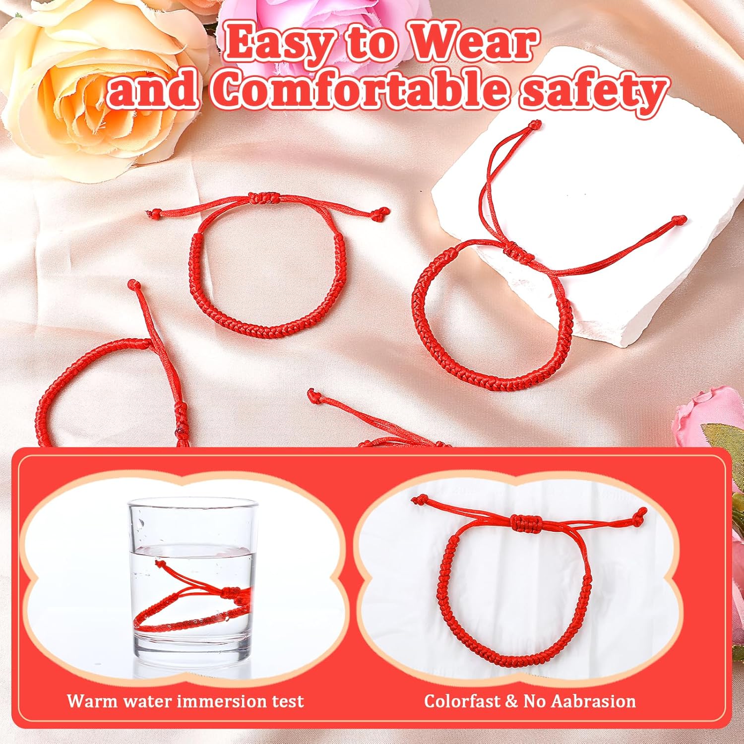 Red String Bracelet, Kabbalah Red Bracelets for Women Men, Waterproof Nylon Adjustable Protection Bracelet for Gift - Image 4